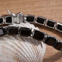 925 Sterling Silver Natural Black Karelian Shungite Bracelet Size 7.25 Ct 17.8