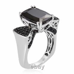 925 Sterling Silver Natural Black Shungite Black Spinel Ring Gift Size 11 Ct 8.1