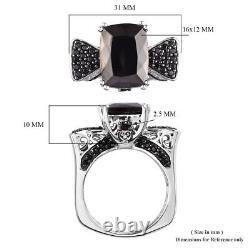 925 Sterling Silver Natural Black Shungite Black Spinel Ring Gift Size 11 Ct 8.1