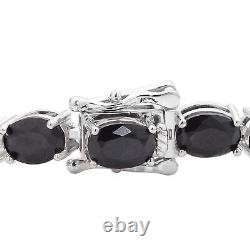 925 Sterling Silver Natural Black Spinel Tennis Bracelet Gift Size 6.5 Ct 18.8