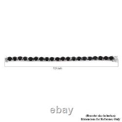 925 Sterling Silver Natural Black Spinel Tennis Bracelet Gift Size 7.25 Ct 46.8