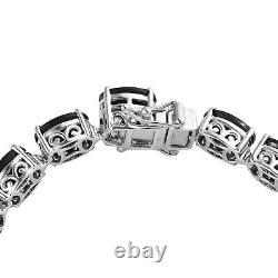 925 Sterling Silver Natural Black Tourmaline Line Bracelet Gift Size 7.25 Ct 34
