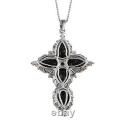 925 Sterling Silver Natural Black Tourmaline Pendant Necklace Size 20 Ct 16.7