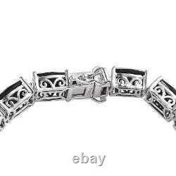 925 Sterling Silver Natural Black Tourmaline Tennis Bracelet Size 8 Ct 48.4