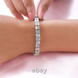 925 Sterling Silver Opal Black Spinel Tennis Bracelet Gift Size 7.25 Ct 9.4