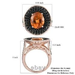 925 Sterling Silver Rose Gold Over Citrine Black Spinel Ring Gifts Size 7 Ct 5.6