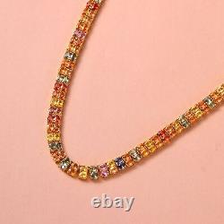 925 Sterling Silver Sapphire Black Spinel Tennis Necklace Gift Size 18 Cts 45.7