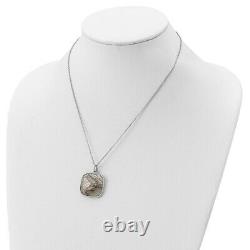 925 Sterling Silver Square Black Rutilated Quartz Chain Necklace Pendant Charm