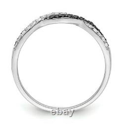 925 Sterling Silver White Night Black Amp Diamond Band Ring Fine Jewelry Women
