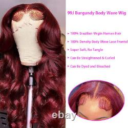 99J Burgundy Body Wave Human Hair Wig Christmas Gift HD Lace Wig for Black Women