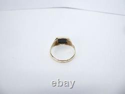 9ct Gold Signet Ring Onyx Square Size W with Gift Box