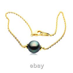 AAA 10mm Tahitian Black Pearl Bracelet Birthday Gifts For Wife Pacific Pearls