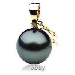 AAA 11mm Tahitian Black Pearl Pendant 18k Gold Pacific Pearls $1,099 Gifts
