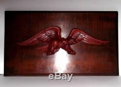 ARTIST SIGNED HAND-CARVED AMERICAN EAGLE PLAQUE Patriotic Flag xmas present gift