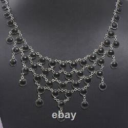 Anniversary Gift For Her Black Onyx Gemstone Chain Necklace Silver Jewelry 10490