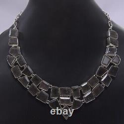 Anniversary Gift For Her Black Rutile Gemstone Necklace Silver Jewelry 9681
