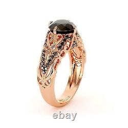 Art Deco Black Onyx Engagement Ring, Minimalist Dainty Silver Ring