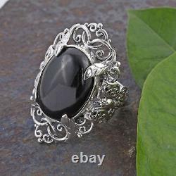 BALI LEGACY 925 Silver Natural Black Tourmaline Promise Ring Gift Size 7 Ct 20