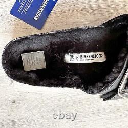 BIRKENSTOCK Xmas Gift Madrid Shearling Black Leather Sandals NEW EU 39