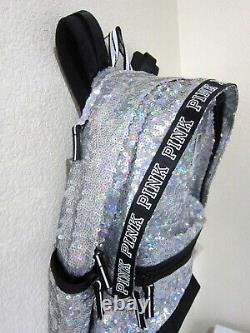 BLING Victoria Secret Pink IRIDESCENT RAINBOW SEQUIN CARRY ON BACKPACK BOOK BAG
