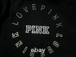 BLING Victoria Secret Pink RHINESTONE FOIL LOGO BLACK HOODIE LEGGING PANT XL SET