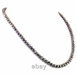BRIDAL GIFT Black Diamond Necklace, 7mm Black Diamond Beads Necklace 24 Inches