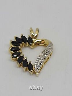 Black Diamond 2.86Ct Simulated Heart Pendant 2Ct Silver Gold Plated GIFT CHAIN