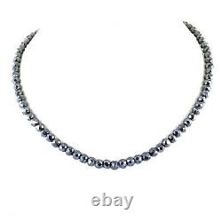 Black Diamond Beads Necklace, 8 mm Certified, Great Gift! WATCH VIDEO