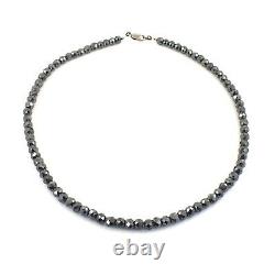 Black Diamond Beads Necklace, 8 mm Certified, Great Gift! WATCH VIDEO