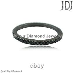 Black Diamond Pave Band Ring 925 Sterling Silver Proposal Jewelry BIRTHDAY GIFT
