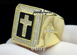 Black Friday Gift 1 Ct Genuine Moissanite Men's Cross Charm Ring 925 Silver
