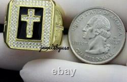 Black Friday Gift 1 Ct Genuine Moissanite Men's Cross Charm Ring 925 Silver