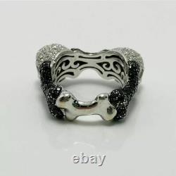Black Friday Gift 2.50ct Mens Round Cubic Zirconia 3D Skull Band Ring Silver