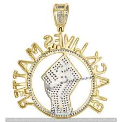 Black Lives Matter letters Pendant 2.80Ct Real Moissanite 925 Silver Gold Plated