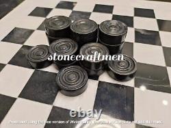 Black Marble Checkers Set With Marble Round Pieces, Christmas Gifts For Him Deco