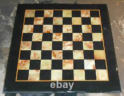 Black Marble Coffee Chess Table Top, Handmade Christmas Gifts Chess Top Decors