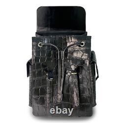 Black Men Crocodile Leather Backpack Genuine Alligator Skin Bag Luxury Gift
