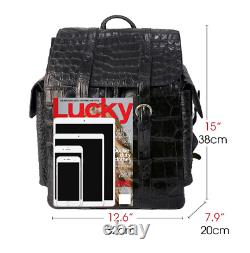 Black Men Crocodile Leather Backpack Genuine Alligator Skin Bag Luxury Gift
