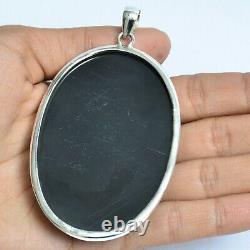 Black Onyx Gemstone Pendant Handmade 925 Sterling Silver Gift For Mother 17300
