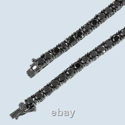 Black Spinel Tennis Necklace In Sterling Silver Platinum Overlay Gift For Her