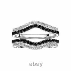 Black & White Diamond 18K White Gold Over Enhancer Wrap Ring Anniversary Gift