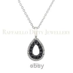 Black & White Diamond Pendant Necklace in 14k Solid Gold Drop Christmas Gift