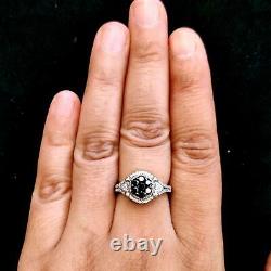 Black & White Pave Diamond 925 Sterling Silver Engagement Ring Jewelry Gift