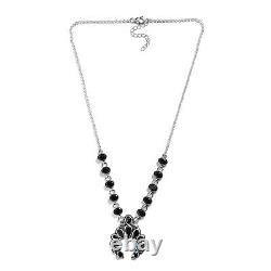 Boho Handmade 925 Sterling Silver Black Karelian Shungite Necklace Size 18 Ct 8