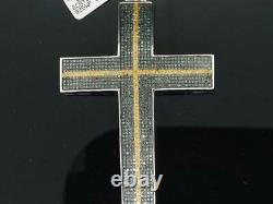 CHRISTMAS 2Ct Yellow Canary Black Sim Diamond Mens Cross Pendant Free Gift Stud