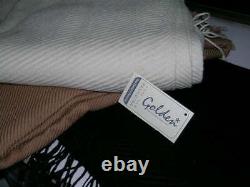 CHRISTMAS GIFT 100% Cashmere Blanket 4 Ply Throw Black/White/Camel/BOYSENBERRY