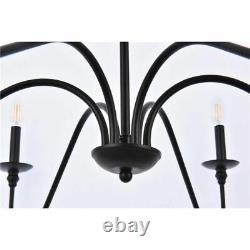 Chandelier Black Farmhouse French Country Cottage Ceiling 6 Light Fixture 42 in