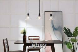 Chandelier Black Pendant Clear Bubble Glass Dining Room Kitchen 3 Light 34.5