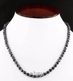 Christmas Gift! 7 mm 22 Inches Black Diamond Necklace Silver Clasp Certified