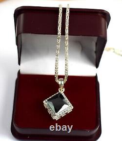 Christmas Gift Black Diamond With Accents Unisex Pendant 6.88 Ct Free Chain